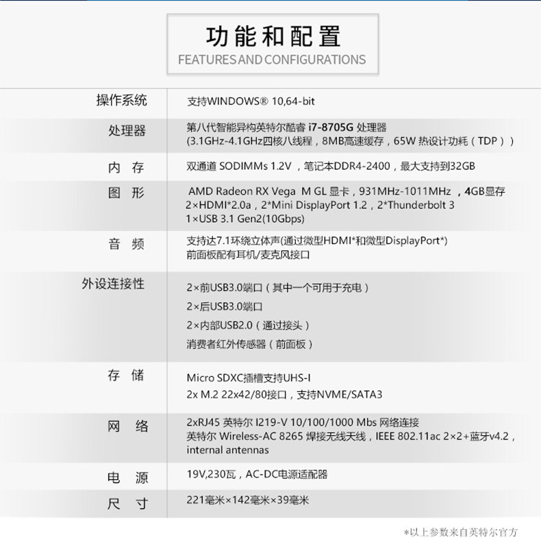 Системный блок intel/英特尔 nuc nuc8i7hnk4 i7 8705g冥王峡谷酷睿迷你电脑主机 Beijing huasheng Intel/NUC