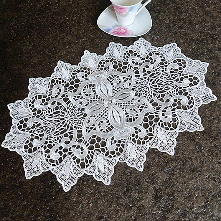 Korean-style European lace fabric embroidery table mat Plate mat Coffee table mat Household non-slip heat insulation multi-purpose decorative mat