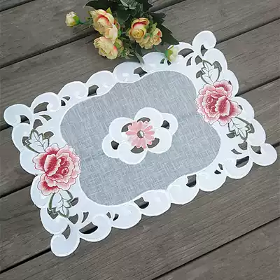 Foreign trade European pastoral fabric embroidery rectangular tablecloth placemat coaster tray pad Tea tray tea set pad multi-purpose cover towel