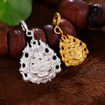 S925 - Plated gold - plated gold - plated Moni - treasure Tibetan national wind male and female Buddha with embedded gemstone necklace