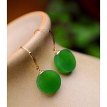 Natural Xinjiang and Tian Beyyu Xiaoyuan Ears Pendant s925 pure silver ice bottom Zhengyang green and safe with no sign ear hook female