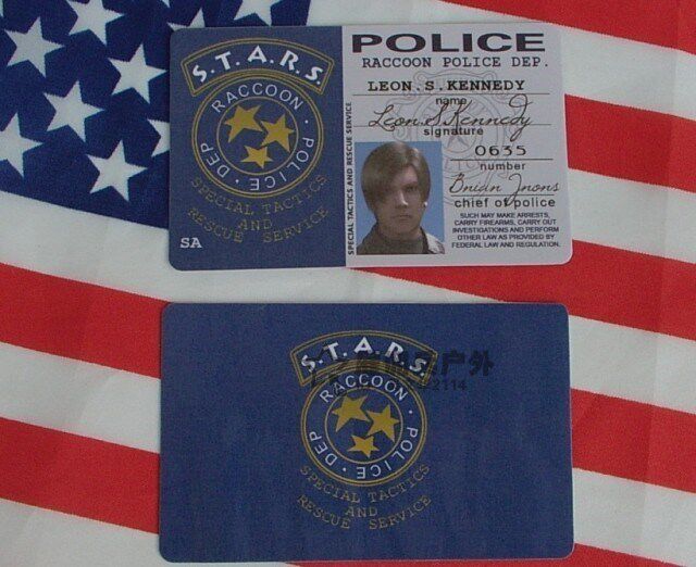 Resident Evil 5 STARS ID Card Military Fans ID Card Resident Evil Lyon PVC Material Custom Card