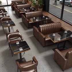 Industrial Style Cafe Table and Chair Combination Bar Clear Bar Sofa Western Food Milk Tea Dessert Shop Barbecue Hot Pot Shop Card Seat