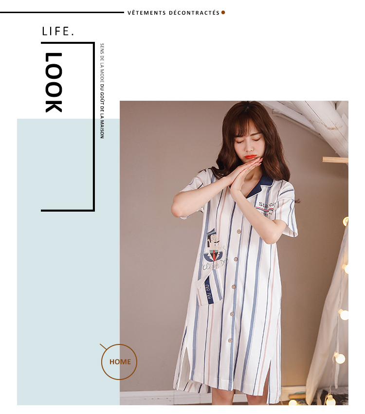 Váy ngủ nữ ở Nam Cực mùa hè Bộ đồ ngủ cotton ngắn tay phiên bản Hàn Quốc của chiếc áo len nữ sinh xinh xắn và đáng yêu đầm trắng dự tiệc