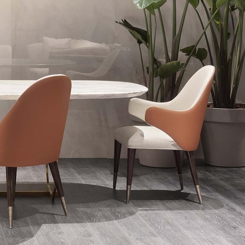 Light Extravagant Dining Chair Nordic Modern Minimalist Home Dining Room Hotel Casual Chair With Armrest Pib Solid Wood Gilded Feet