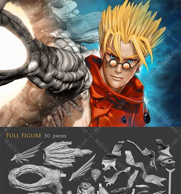 漫画游戏人形台风角色3D打印模型