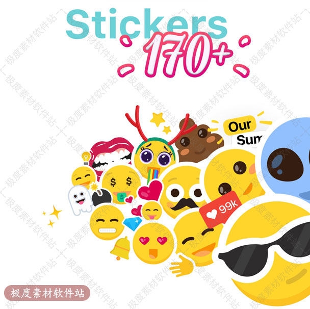 AE Pr模板预设 综艺娱乐搞笑卡通面部表情 美颜装饰标签贴纸动画-破解版