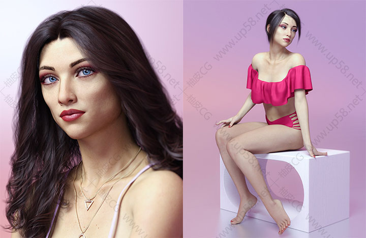 优雅美丽女性人物角色安吉莉卡 DAZ 3D精细模型