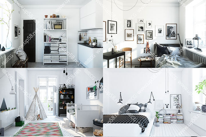 3dsmax VRay欧式风格室内装饰全场景高品质3D模型