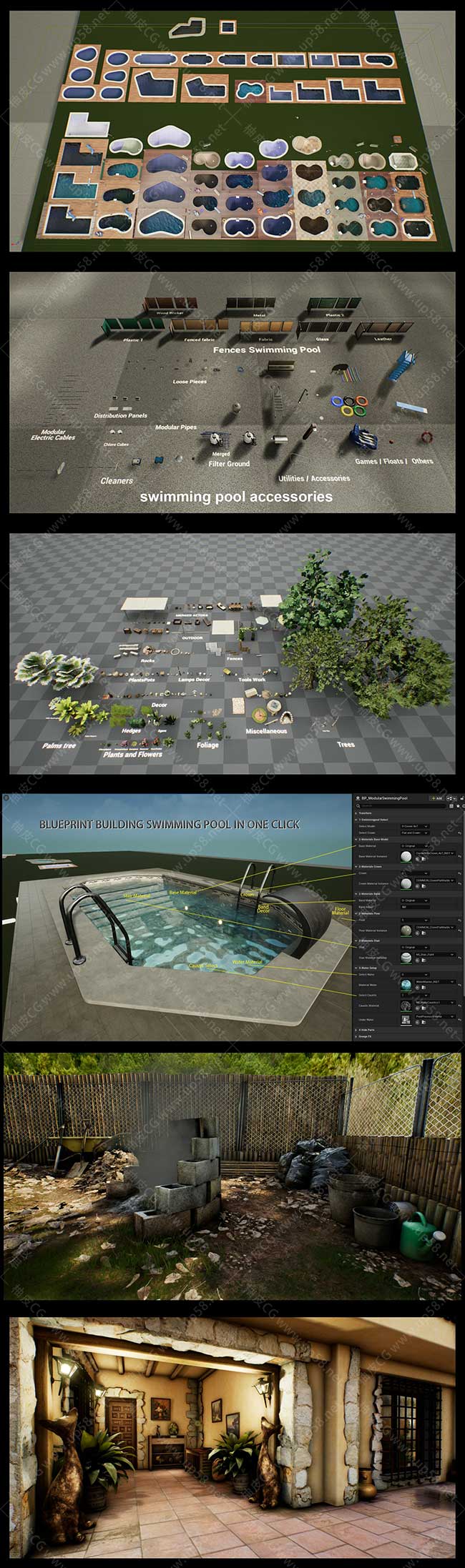 Unreal Engine高品质游戏VR建筑可视化室外场景花园假山饰物合集