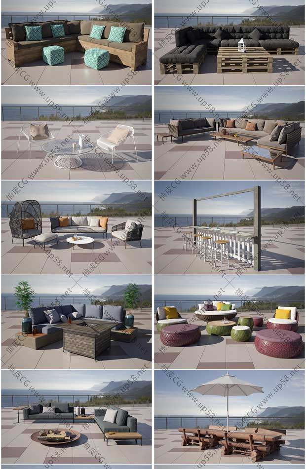 3DSMAX / VRay / Corona现代沙发桌椅家居套装高精度3D模型