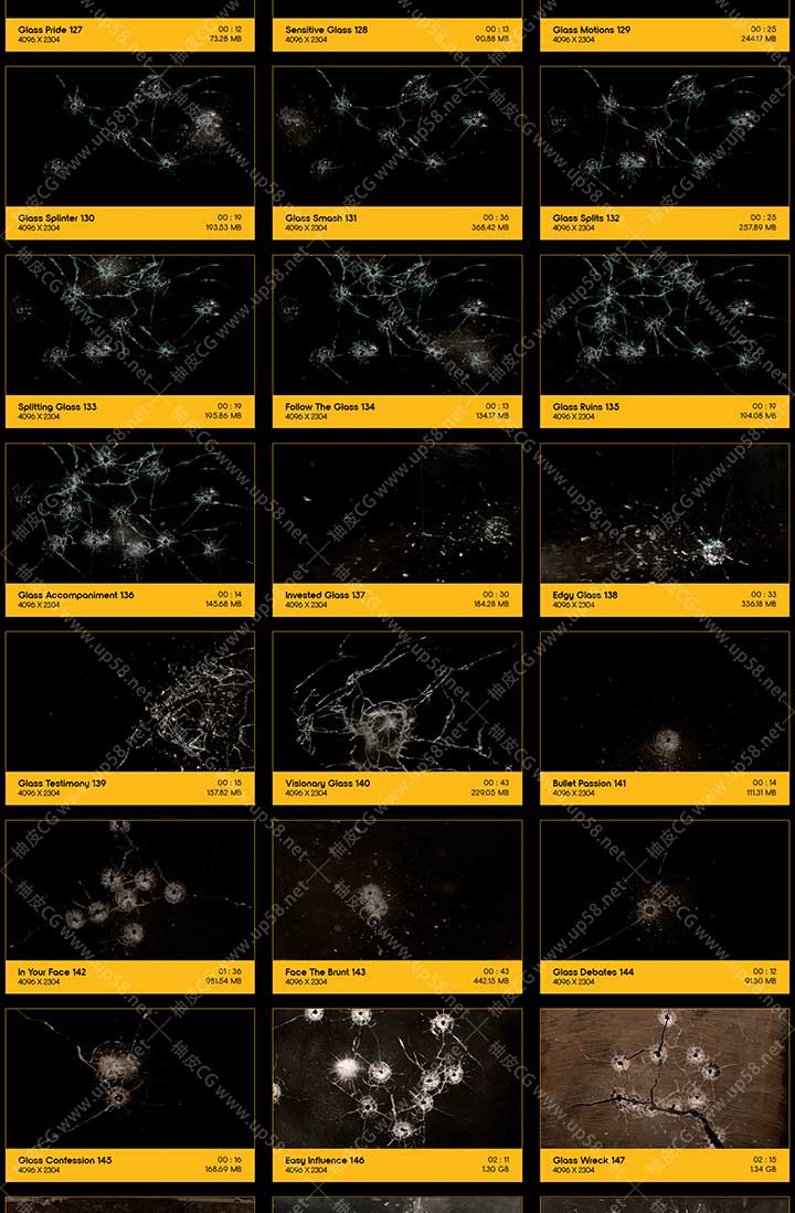 184个超级玻璃破碎开裂飞散慢动作特效动画4K高清视频素材