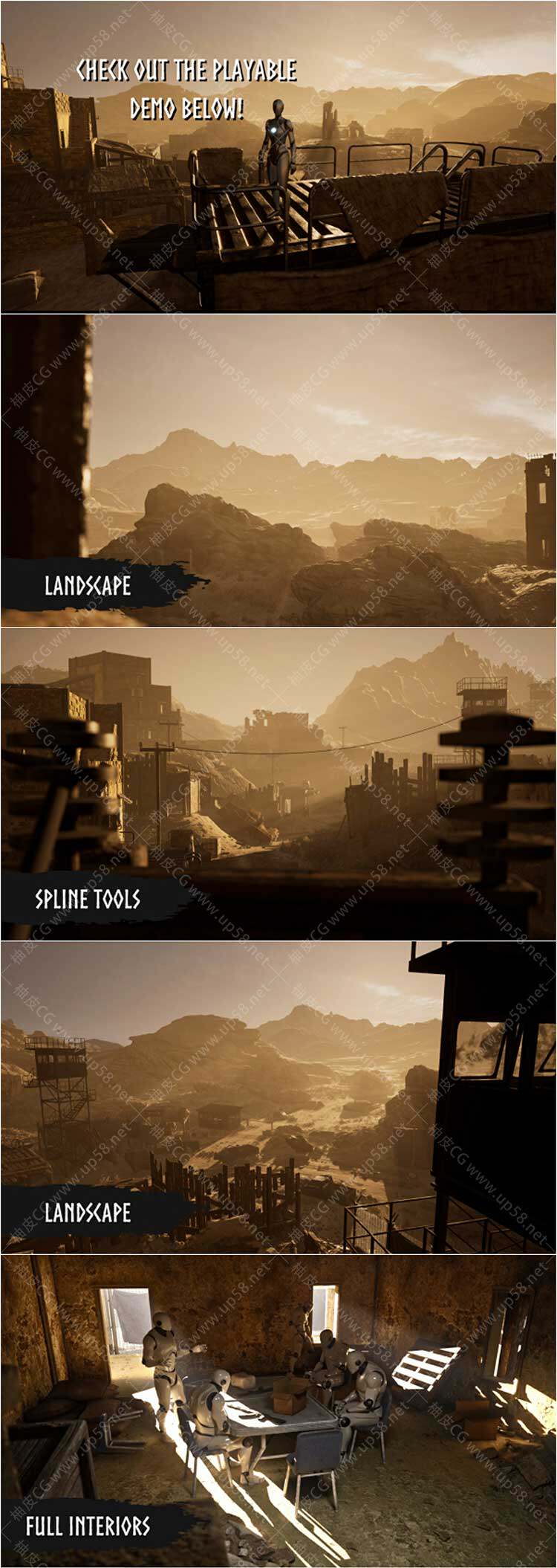 Unreal Engine射击游戏网格模块化沙漠战场战区素材Modular Battlefield Warzone