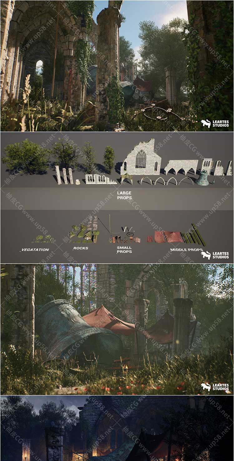 Unreal Engine高质量中世纪强盗修道院3D环境资源包