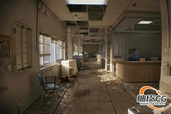 Unreal Engine废弃医院模块化快速搭建写实恐怖环境资产包