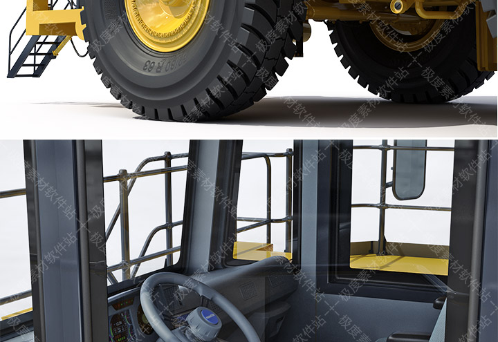 日本小松Komatsu 830E-AC采矿翻斗车超精细3D模型 3dmax C4D Maya