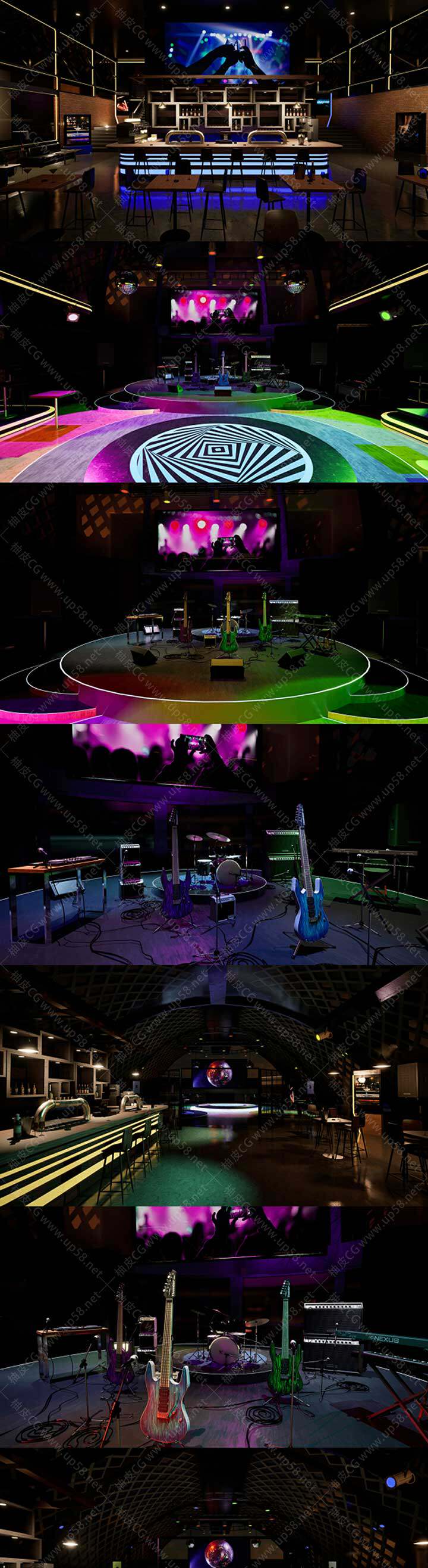 Unreal Engine游戏开发高质量音乐吧俱乐部模块化环境套件