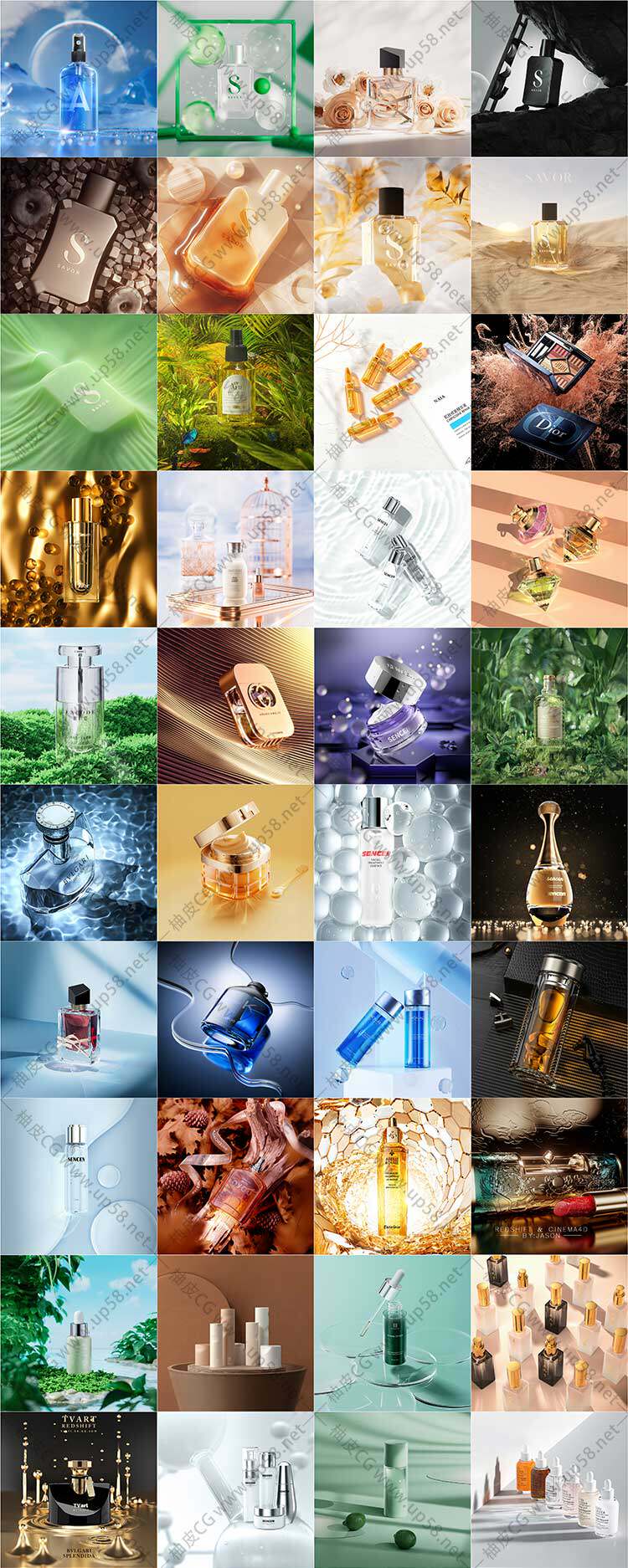 高质量C4D / Redshift化妆品3D场景及动画预设一键渲染素材包