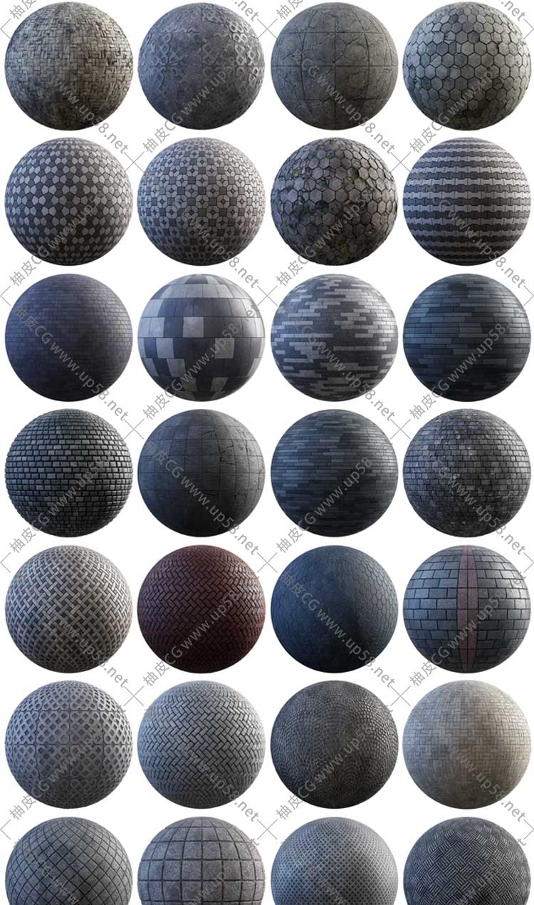 3dmax blender C4D keyshot maya水泥石材路面高清无缝贴图素材库