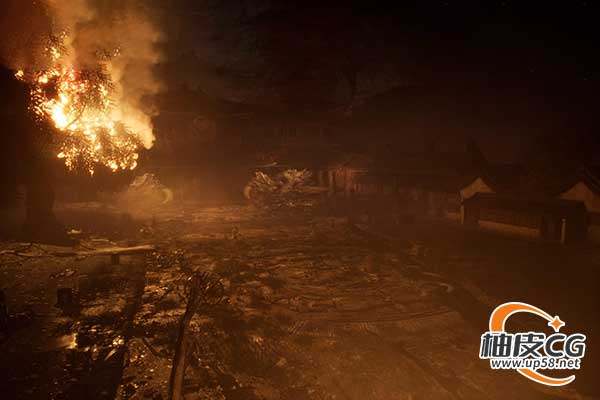 Unreal Engine亚洲风格火焰舞台主题竞技场环境ASIAN - Fire Stage Arena