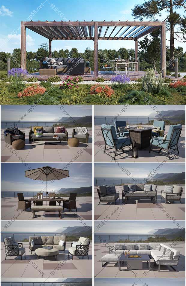 3DSMAX / VRay / Corona现代沙发桌椅家居套装高精度3D模型