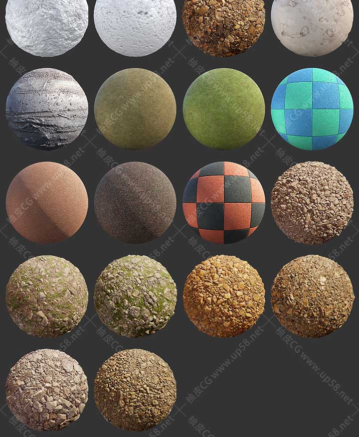 3dmax C4D KeyShot Maya泥土草地石头地面4K高清PBR无缝贴图素材库