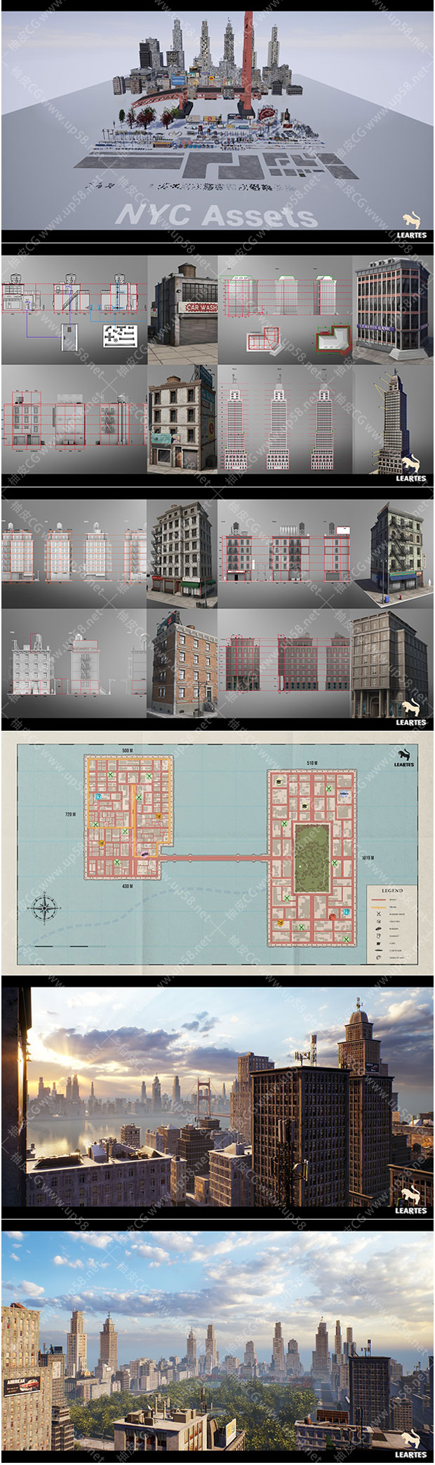 虚幻引擎Unreal Engine 1950年代纽约市环境 Megapack（带内饰和人物的模块化）环境包UE资产