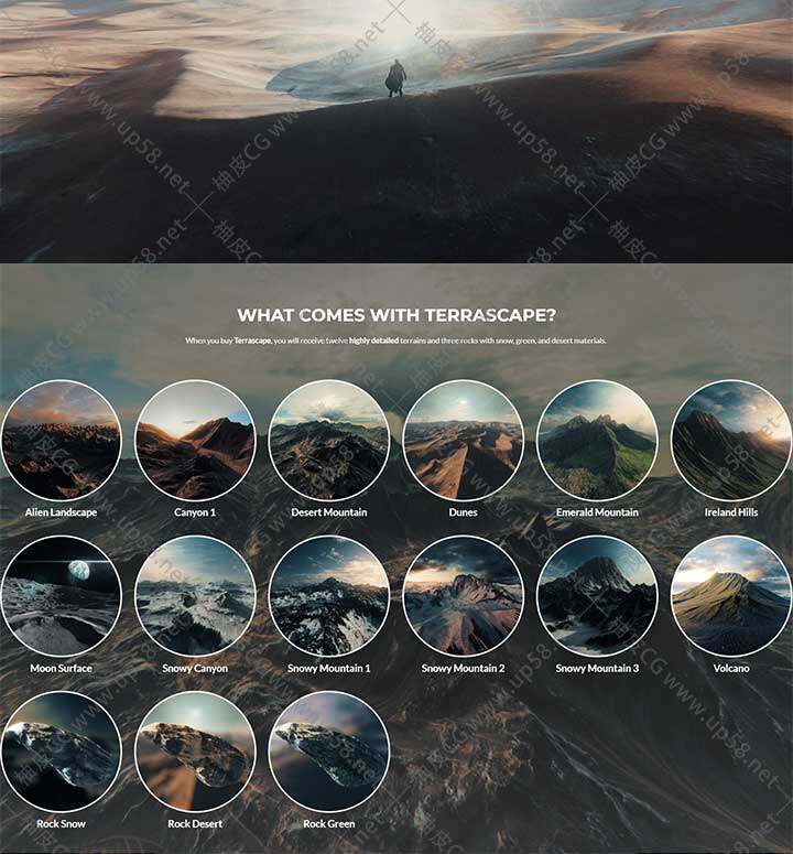 E3D/OBJ山脉雪山火山外星地形地貌3D模型 8K高清贴图 Element 3D