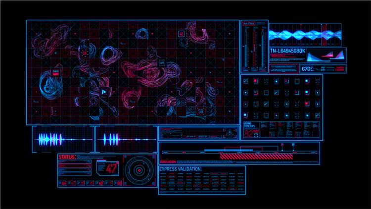 AE面板 300+高科技感全息数字信息图数据HUD元素素材包