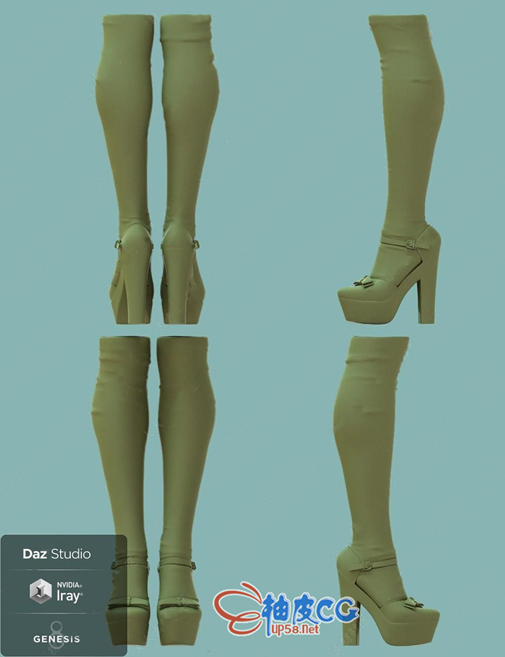 时尚个性的女性高跟鞋和袜子DAZ 3D模型合集