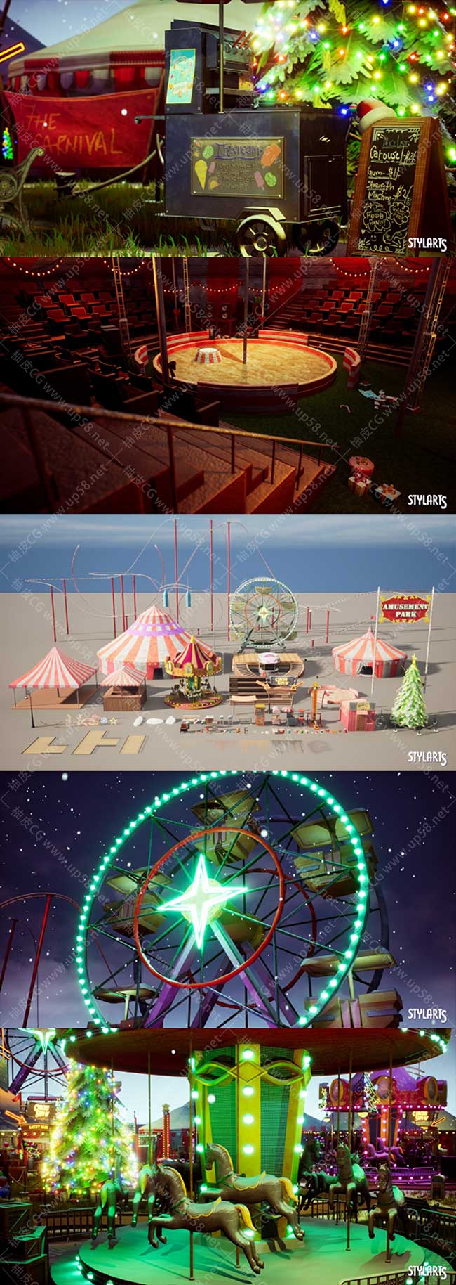 80+Unreal Engine风格化圣诞主题游乐园环境包UE素材