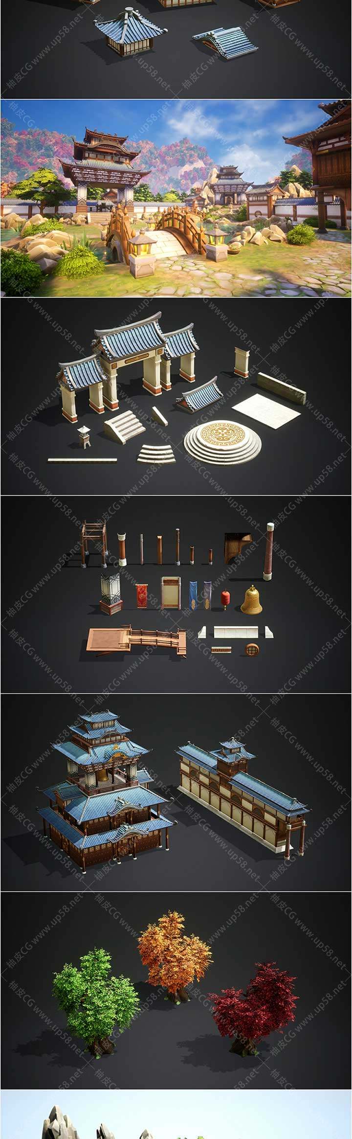 Unreal Engine风格化亚洲古代宫殿环境资产Fantasy Asian Palace