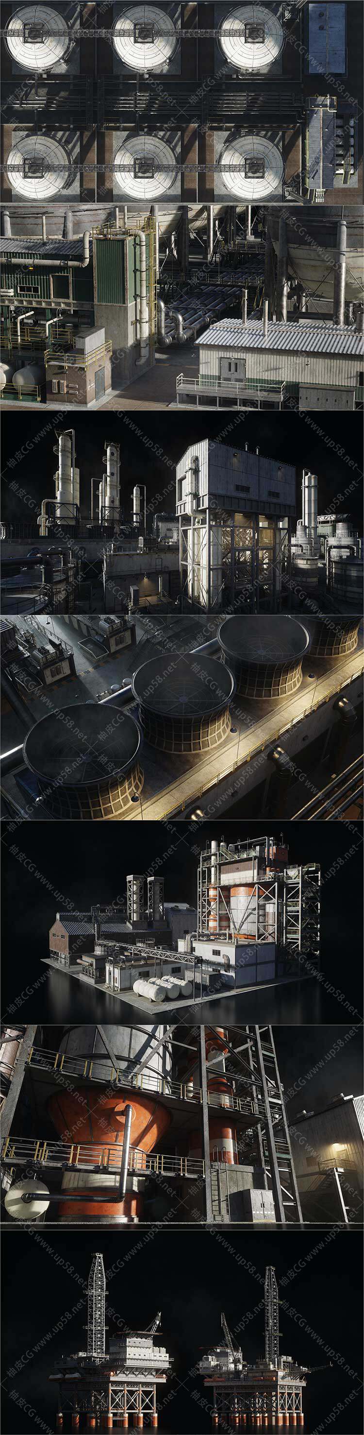 Blender | 3Dsmax工业场景高级3D模型及材质套件KitBash3D