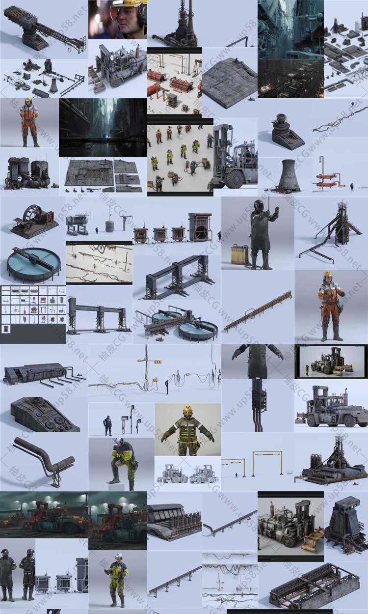 Blender电影级高精度写实工业科幻风场景设计3D模型资产包