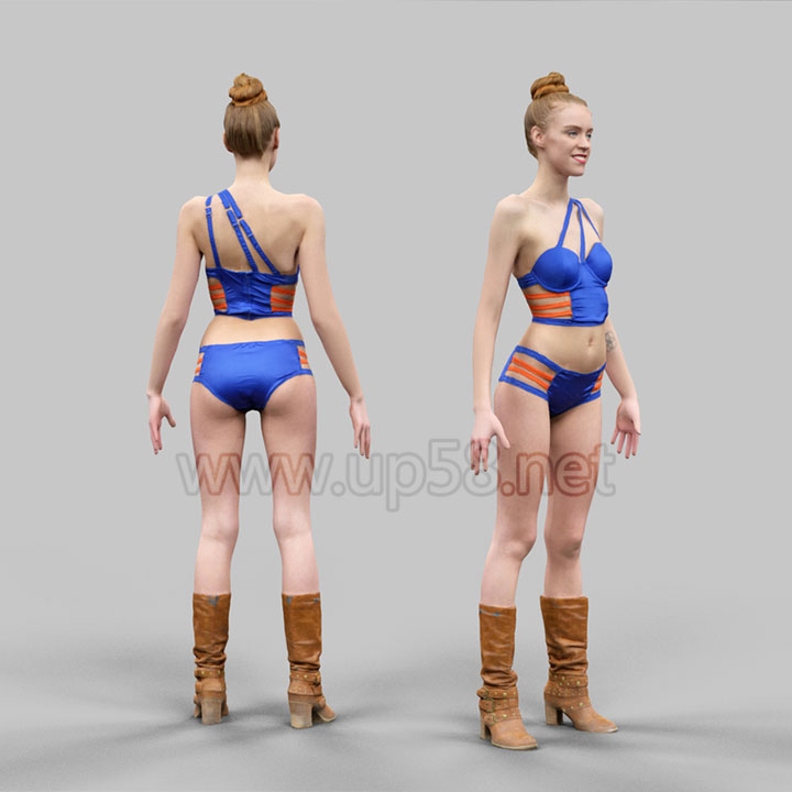 高品质泳装女性人物角色ZTL / OBJ格式3D扫描模型