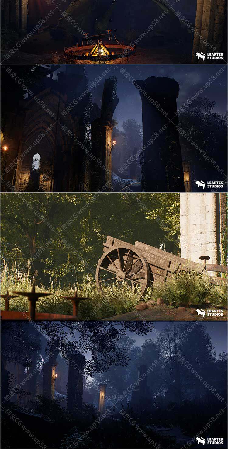 Unreal Engine高质量中世纪强盗修道院3D环境资源包