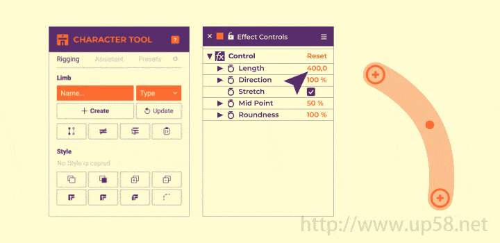 卡通人物角色手脚生成绑定MG动画Character Tool V1.0.6 AE脚本