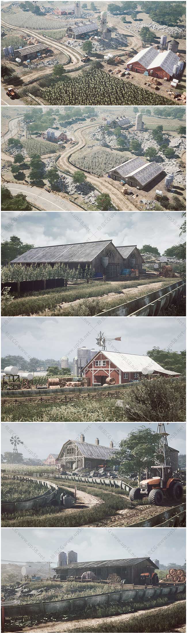Unreal Engine农场谷仓道具环境素材包Barnyard Megapack