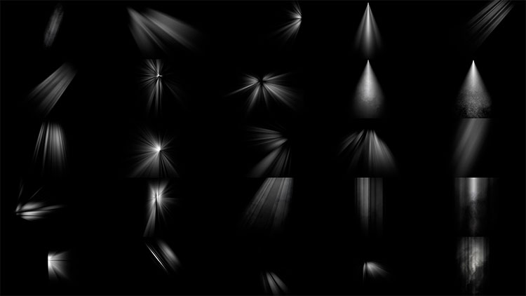 Photoshop酷炫光线光效丁达尔光笔刷+高清光效叠加素材