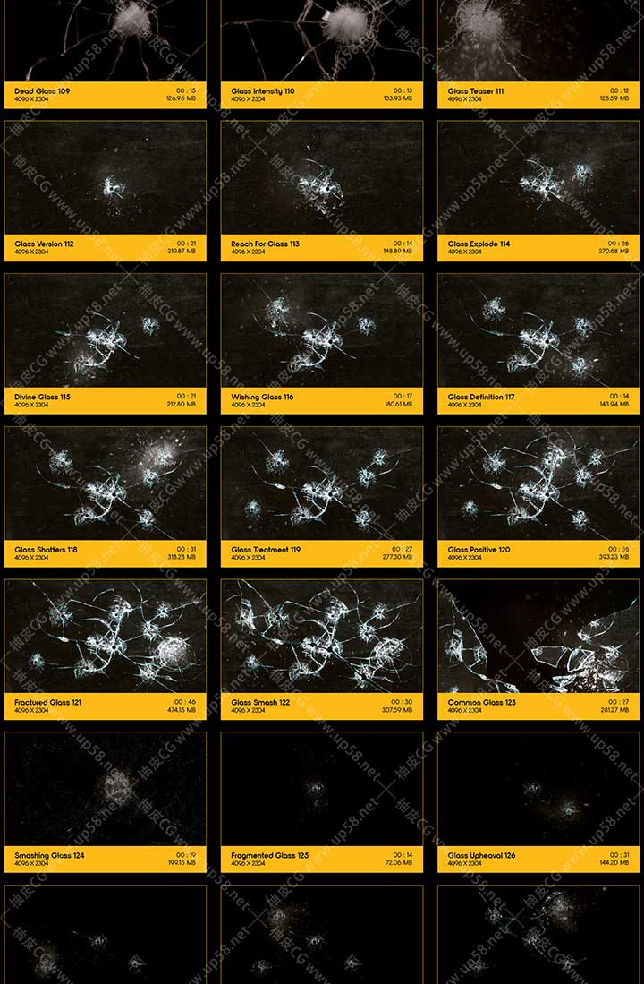184个超级玻璃破碎开裂飞散慢动作特效动画4K高清视频素材