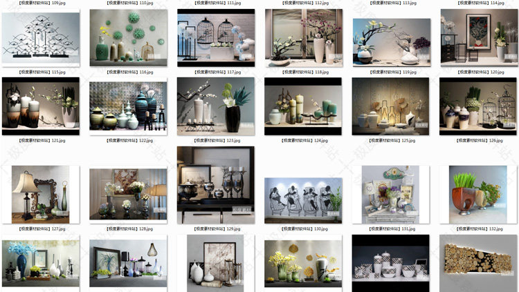 3Dmax现代北欧风格饰品精细模型素材库 家装工装设计后现代3D模型