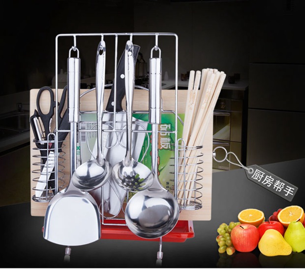 Thép không gỉ đầy đủ dụng cụ nhà bếp đặt bếp dao cắt thớt đặt kết hợp bếp dao giá bếp đặt dao - Phòng bếp chảo vân đá