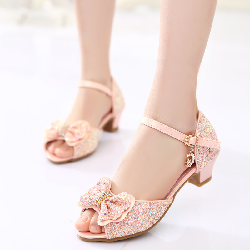 Children's sandals female summer little girls wear 6 bows 8 high heels 9 princess 10 children 11 girls sandals 12 years old 7