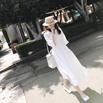 European station 2021 summer new white dress seaside holiday Bali Platycodon temperament beach dress women