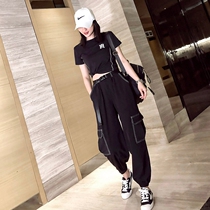 European station 2021 summer new leisure set female fashion retro harbor style wear small workwear two-piece set