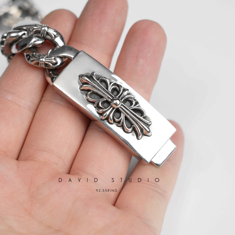 david 925 sterling silver Luo Xin cross insert coarse mine bracelet couple Gao forced ins men's net red