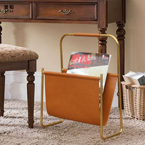 Nordic storage rack creative small book newspaper magazine rack landing desktop leather frame metal newspaper magazine rack