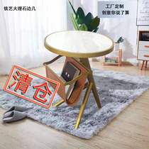 Glass small table sofa side few simple coffee table iron round marble balcony corner living room creative Nordic home