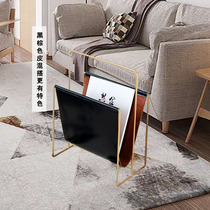 Light luxury portable newspaper newspaper and newspaper stand Nordic floor mobile leather magazine frame data rack metal display propaganda frame