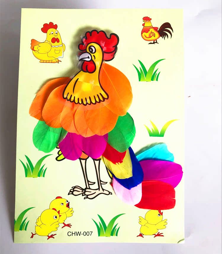 DIY làm bằng tay lông chim đồ chơi sáng tạo dán tay động vật dán dán làm bằng tay làm đồ dùng mầm non